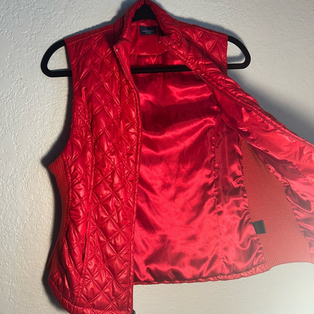 Westbound Petite Women’s Fire Red Zip Up Vest Size Petite Small - Picture 4 of 5